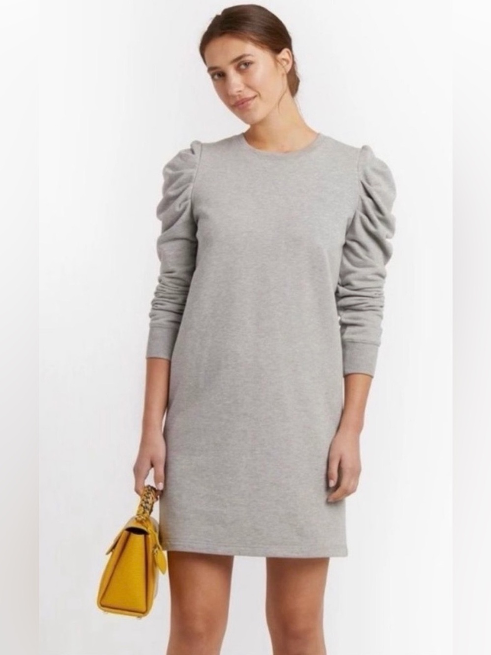 NWOT Rebecca Minkoff Janine Puff-Sleeve Dress in Heather Grey - Size S